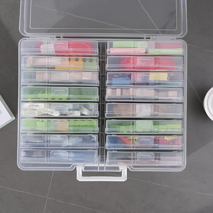 novelinks Transparent 4" x 6" Photo Organizers and Photo Storage Box with Handle, 16 Inner Photo Cases, Portable Picture Organizers & Photo Storage Containers (Clear 2Pack)