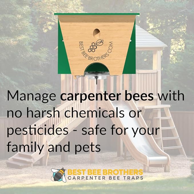 Best Bee Brothers Turbo Trap 2.0, Professional-Grade Carpenter Bee Trap for Outside with Bee Vault, Large Viewport & Spring-Loaded Door, 4.1” W x 4.8” H x 5.9” D (2 Pack)