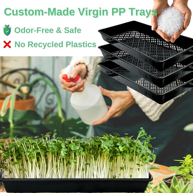 1020 Mesh Tray Soil Blocking Tray 1020 Trays Seedling Starter Trays 5 Pack Black 10x21 Inches for Microgreens Hydroponic