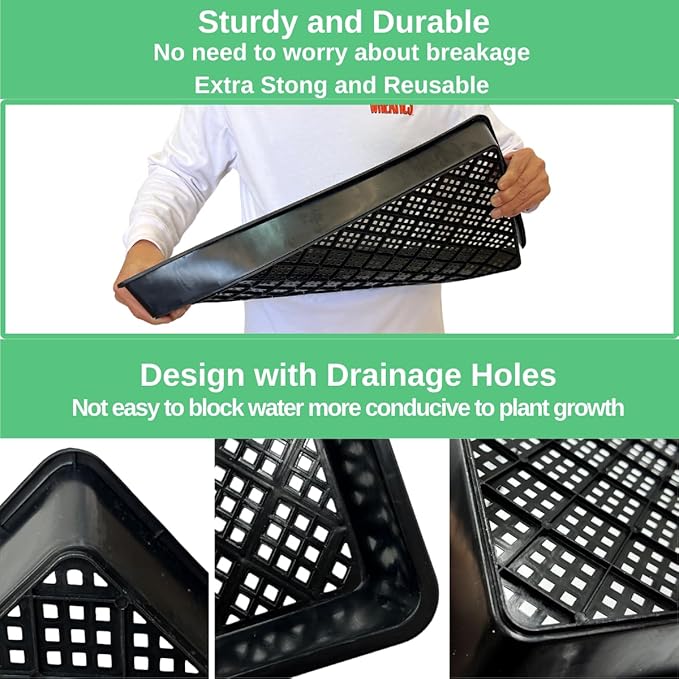 1020 Trays Set - 5 Pack (10 Pcs) Durable 1020 Mesh Tray and No-Hole Tray, Ideal Soil Blocking Trays for Seedlings, Microgreens, and Hydroponics, Heavy-Duty