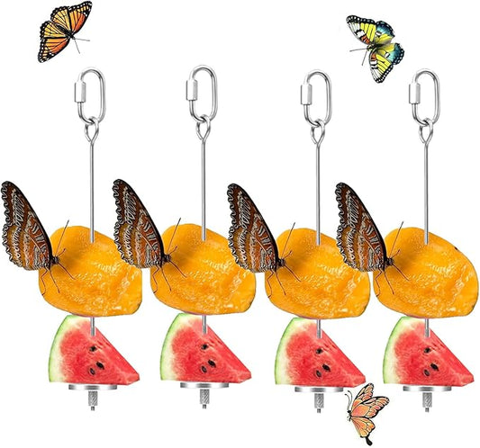 4Pcs Butterfly Feeders for Outdoors, Outside Bird Fruit Holder, Hangable Butterfly Feeder Stand for Garden, Backyard