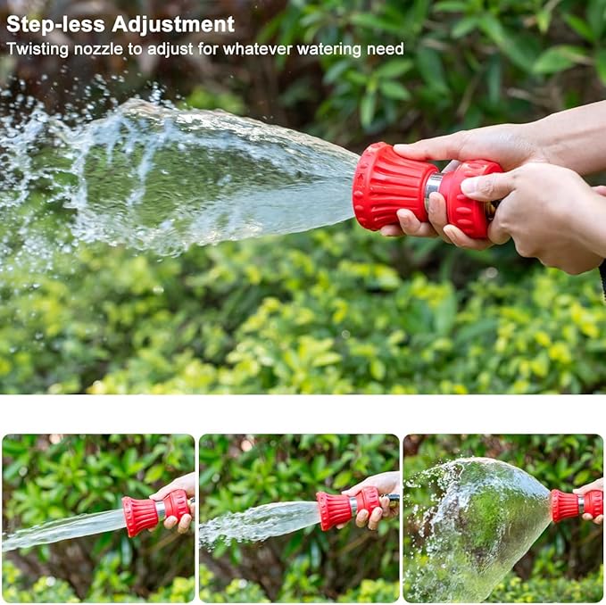 FANHAO Fireman Style Garden Hose Nozzle, Heavy Duty High Pressure Adjustable Sprayer, Leak-Proof Metal Fire Hose Sprayer Nozzle for for Car Washing, Patio Cleaning, Lawn & Pet Showering