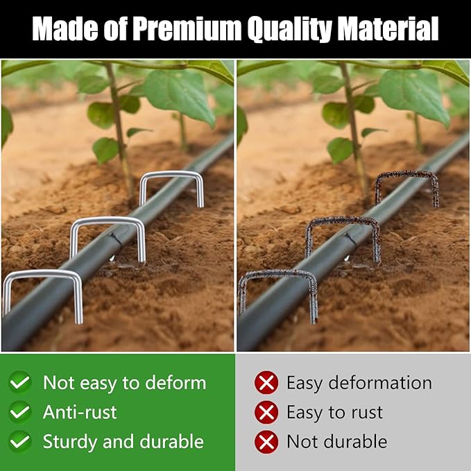 FEED GARDEN 6 Inch 100 Pack Galvanized Landscape Staples Plant Cover Stakes 11 Gauge Tent Stakes Garden Stakes Landscaping Fabric SOD Pins Yard Stakes for Decoration Weed Barrier Fabric