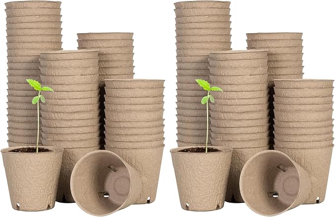 VIVOSUN Peat Pots, 120 Packs 3.15-Inch Seed Starting Pots with Drainage Holes, Round Nursery Pot, 20 Plant Labels for Flowers, Plants, Vegetables, 60Pcs