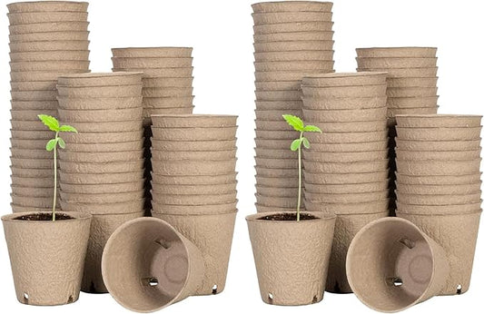 VIVOSUN Peat Pots, 120 Packs 3.15-Inch Seed Starting Pots with Drainage Holes, Round Nursery Pot, 20 Plant Labels for Flowers, Plants, Vegetables, 60Pcs