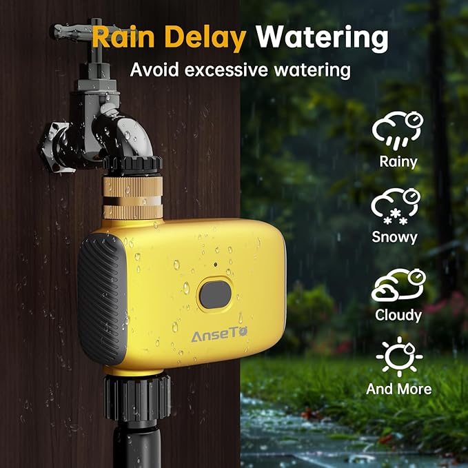 WiFi Water Timer for Garden WiFi Sprinkler Timer Outdoor, Irrigation Timers 1 Outlet Brass Inlet WiFi Hose Timers with APP Remote Control/Rain Delay/Manual for Garden/Lawn/Yard Watering System