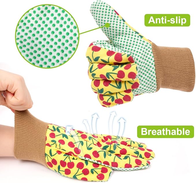 Ainiv Floral Gardening Gloves for Women/Ladies, Non-Slip Garden Work Gloves,Breathable Yard Work Glove Light Working Gloves