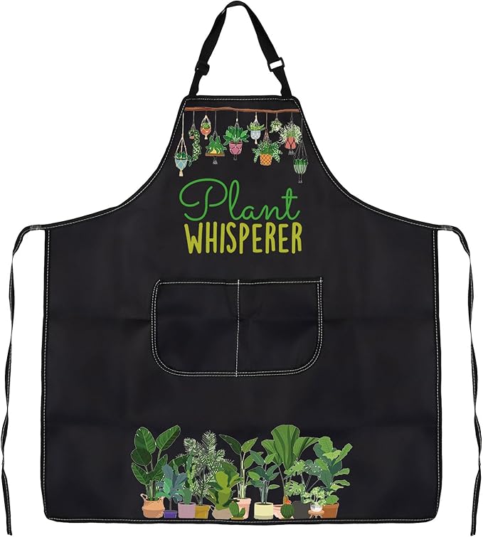 JXGZSO Gardening Apron for Gardener Plant Whisperer Funny Gardening Aprons with Pockets Waterproof Plant Lover Gift