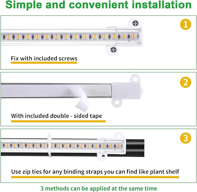 10.2'' 3 Head Grow Light Strips, LED Grow Lamps for Indoor Plants, Full Spectrum 3000K, Plant Light with 3/9/12H Timer, 10 Dimmable Levels for Seedling Succulent, Match for Plant Shelf