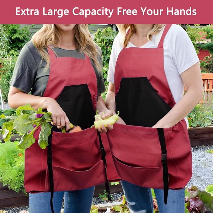 Osznmmg Gardening Apron with Pockets Gardening Apron for Harvesting Waterproof Adjustable Apron for Garden Mother's Day Gift
