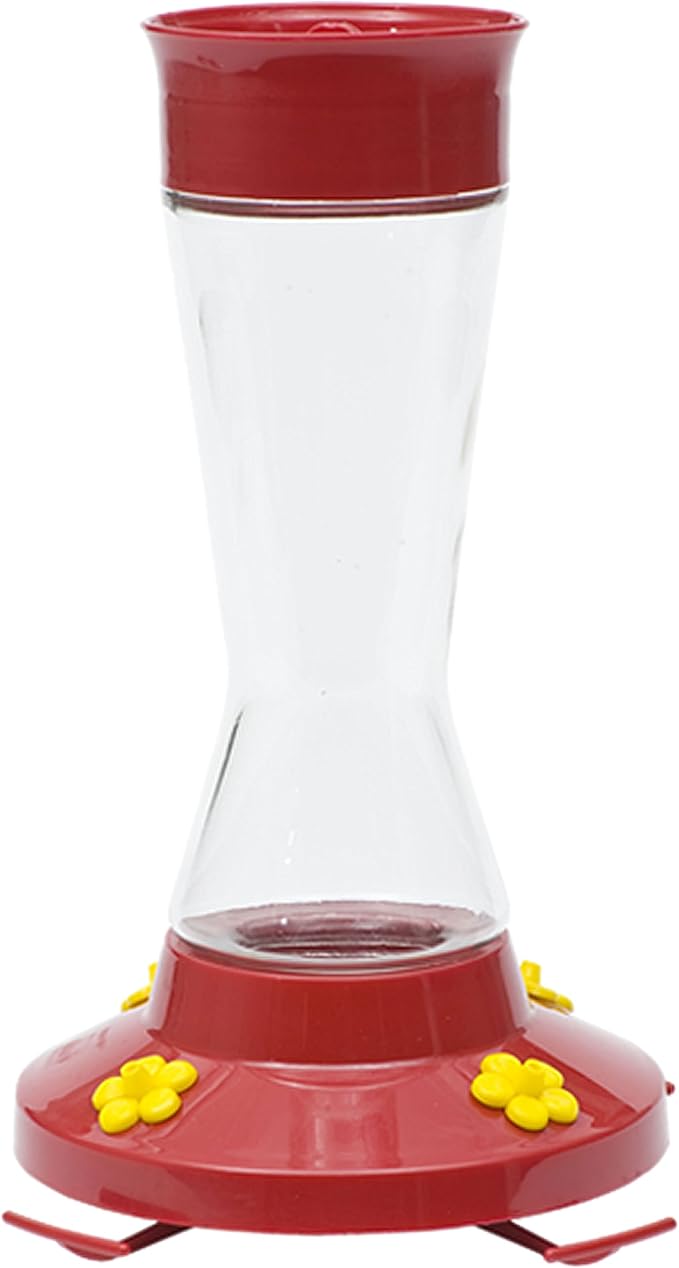 Perky-Pet Pinch-Waist Glass Hummingbird Feeder – 16 oz Nectar Capacity - Wide Mouth Humming bird Feeder - Bee Guards, Ant Moats, Durable Glass Bottle - 210PB, Easy to Clean
