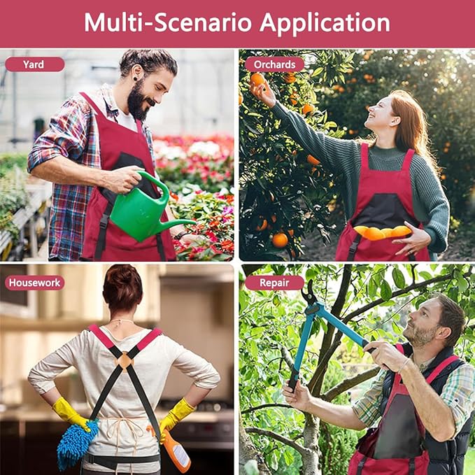 Osznmmg Gardening Apron with Pockets Gardening Apron for Harvesting Waterproof Adjustable Apron for Garden Mother's Day Gift
