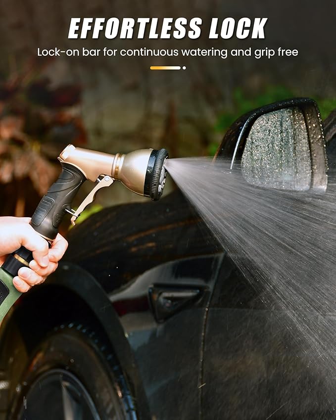 RAINPOINT Garden Hose Nozzle, 9 Spray Patterns Hose Sprayer Nozzle, Heavy Duty Metal Water Hose Nozzle, Adjustable Hand Sprayer, Watering Plants and Lawn, Pet Showering, Gray