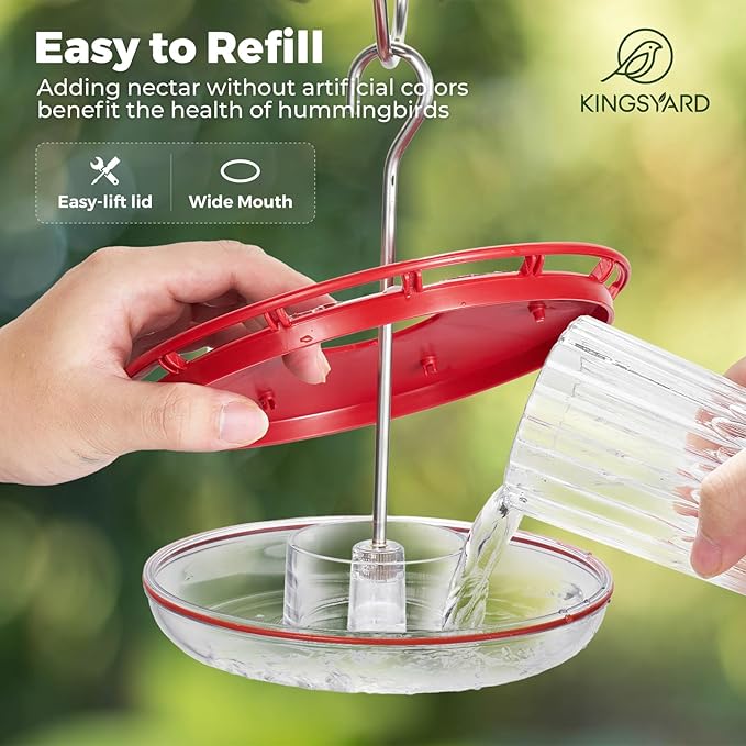 Kingsyard 2 Pack 16 OZ Hummingbird Feeders for Outdoors Hanging, 6 Bee Proof Feeding Ports Humming Nectar Bird Feeder, Ant Moat Easy to Refill & Clean Leak-Proof, Garden Décor Gifts for Women Mom