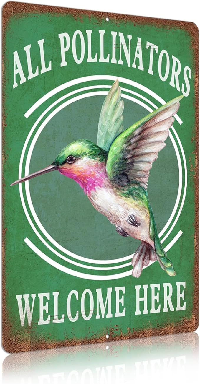 Vintage Garden Signs all pollinators welcome here Retro Yard Metel Tin Signs outdoor Aluminium Wall Decor