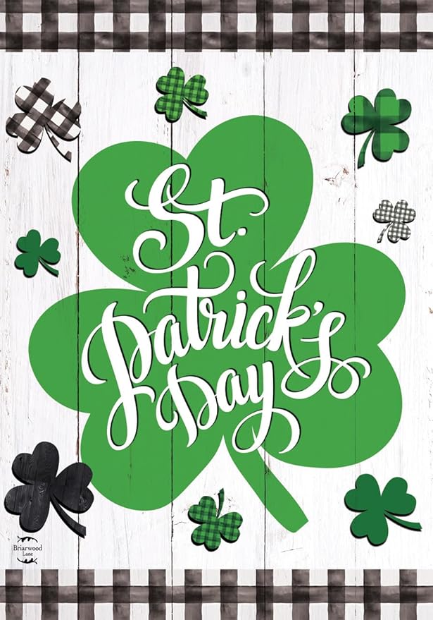 Checkered St. Pat's Shamrocks Garden Flag 12.5" x 18" Briarwood Lane