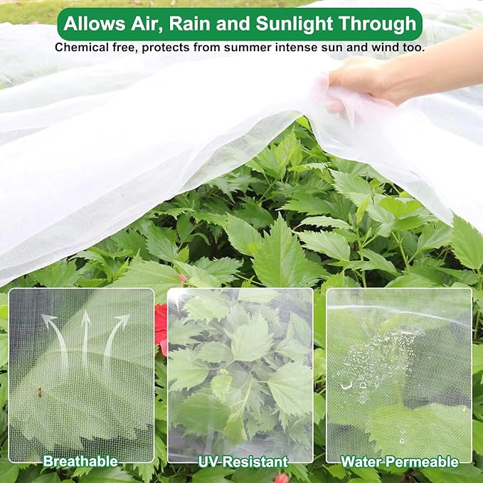 KLEWEE 10 x 50 FT Garden Mesh Netting, Ultra Fine Plant Netting Covers, Garden Netting for Raised Beds Vegetables, Fruit Tree Netting for Blueberry Bushes Barrier Screen Protection Net Cover
