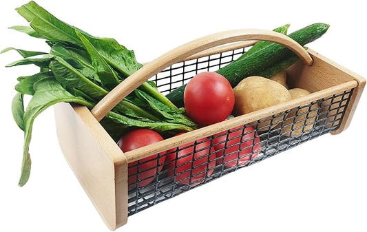 Garden Hod Harvest Basket, Durable Wooden Gardening, Supply Suitable For Kitchen, Picnic And Outdoor Picking