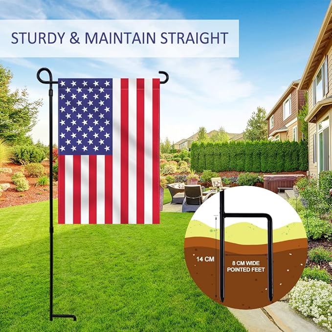 YEAHOME 2PC Premium Garden Flag Stand Holder, Weather-Proof Metal Powder-Coated Flagpole for American, Christmas, Winter, Birthday Flags