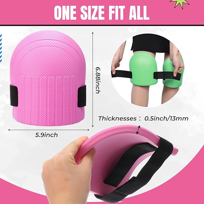 Gardening Knee Pads for Women and Men Lightweight Waterproof Foam Knee Pads for Gardening and Housework with Adjustable Hook'n'Loop Straps(Pink)