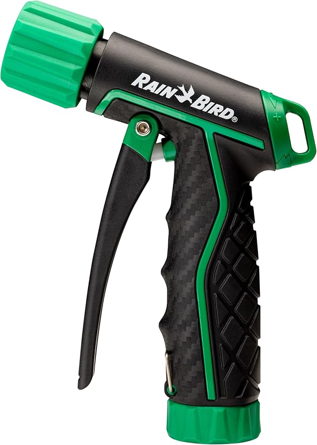 Rain Bird TRNZLADJFT Pistol Grip Front Trigger Garden Hose Nozzle, Carbon Fiber Texture, Adjustable Spray Patterns