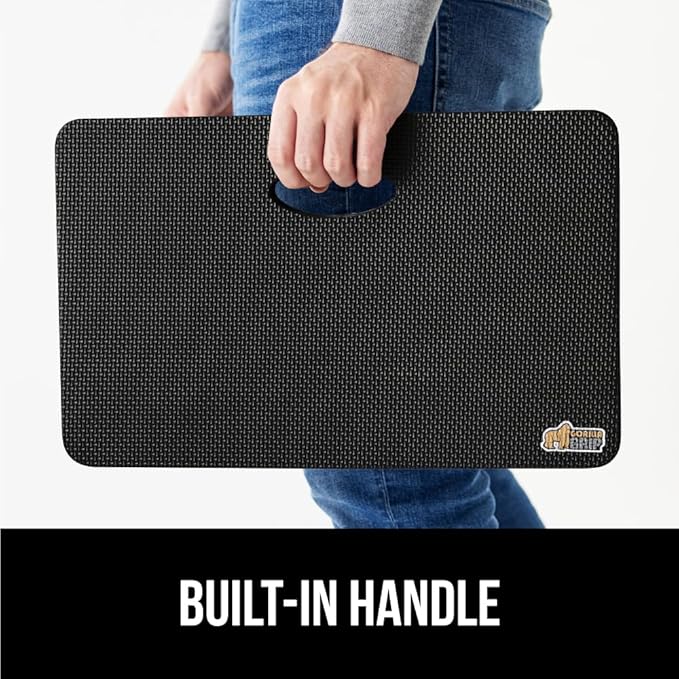GORILLA GRIP Extra Thick Patent Pending Supportive Foam Kneeling Pad, 2 PK, Large Cushion Knee Pads for Gardening, Baby Bath, Dirt and Water Resistant, Workout and Garden Supplies, 17.5x11, Black