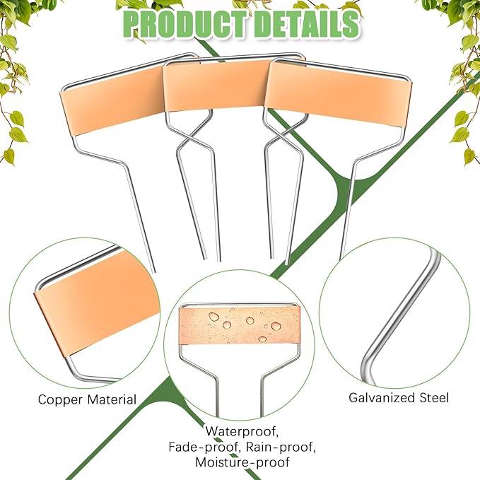 Moxweyeni 60 Pcs Metal Garden Tags Plant Labels for Garden Waterproof Plant Markers with 2 Permanent Pen Planting Nursery Tags Reusable Labels Stake for Plants (Copper,4 Inch)