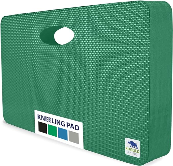 RUGGED RHINO Heavy Duty Patent Pending Kneeling Pad, Shock Absorbent Thick Knee Pads, Holds Up to 300 lbs, Protect Knees from Hard Concrete Surfaces, For Mechanics, Yard Gardening, Gym, Pine Green