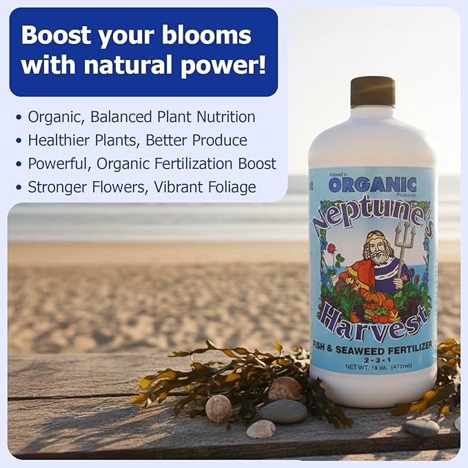 Neptune's Harvest Fish & Seaweed Liquid Fertilizer (2-3-1) - 18oz Pint - Plant Food for Garden - Indoor & Outdoor Organic Plant Fertilizer for Vegetables, Flowers, Fruit, Trees & Lawns