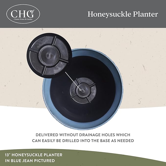 Classic Home and Garden Honeysuckle Resin Planters - Lightweight Indoor & Outdoor Plant Pots - UV-Resistant Plastic Flower Pots - Pot Planters for Flowers & Herbs (15" Bamboo)