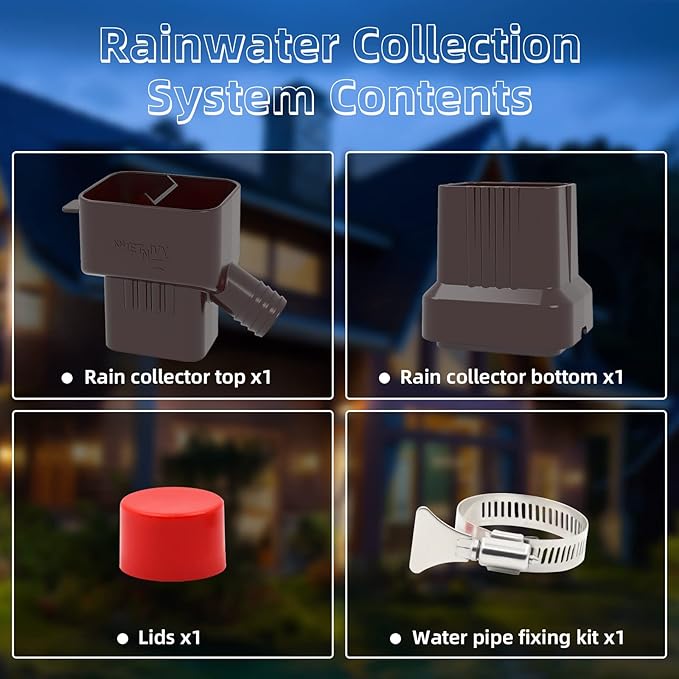 Rainwater Collection System,for 2"X3"Downspout Diverter with Adjustable Collection Capacity, Rain Barrel Diverter Kit RainWater Catching