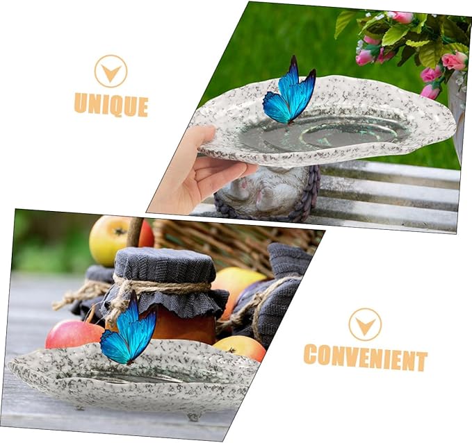 Mipcase Outdoor Butterfly Feeder Ceramic Plate Water Dish Bee Feeders for Outside Bee Decor