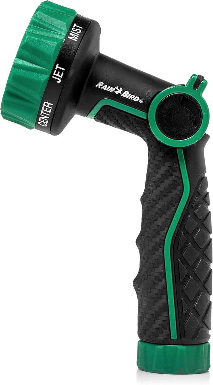 Rain Bird TCNZL8P Garden Hose Nozzle, Thumb Control, Carbon Fiber Texture, 8 Spray Patterns