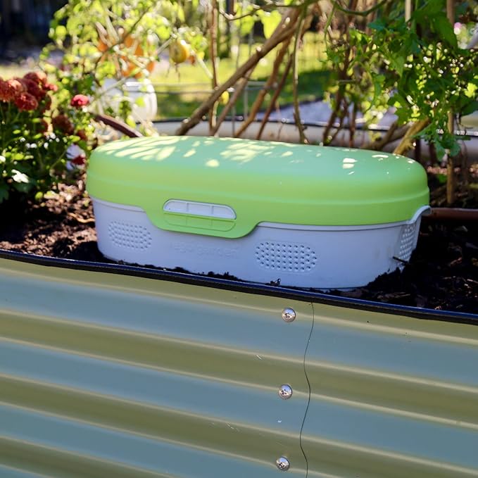 Vego Garden In-Ground Worm Composter Outdoor Farm Compost Bin 8 Gallons BPA-Free Composting System for Raised Garden Beds Lime, Twin Pack