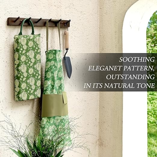 Colwelt Gardening Foam Kneeling Pad Set 3pcs, Gardening Gifts for Women Gardeners, Elegant Pattern Garden Protection Tools Set, Charming Garden Accessories(Extra Thick Kneeling Mat, Apron, Gloves)