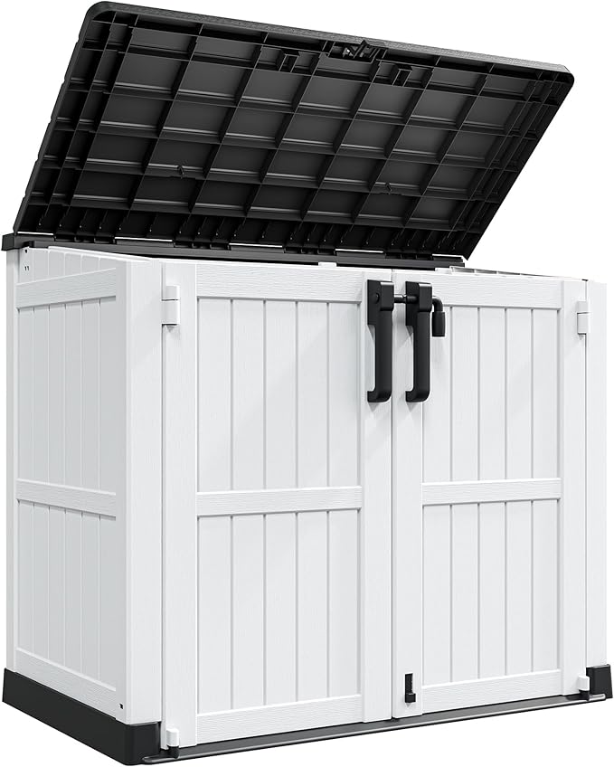 LHBcraft Outdoor Storage Cabinet 36 Cu Ft with Lockable Doors, Portable Horizontal Resin Storage Shed -Easy to Assemble, Waterproof Outdoor Storage Box for Backyards,Patios