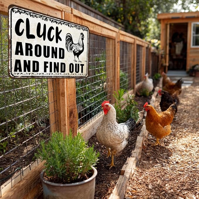 Funny Chicken Signs Chicken Coop Accessories Rooster Decorations Chicken Gifts Stuff For Farmhouse Garden Decor 8 x 12 Inch