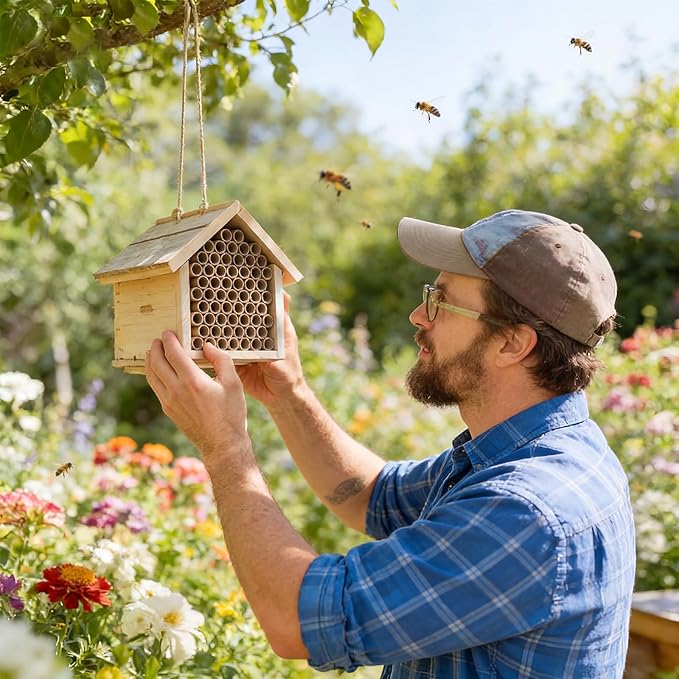 BreezeHug 600 Pcs Mason Beehive Tubes 6 Inch Long Cardboard Beehive Nesting Tubes Nesting Paper Inserts 0.24/0.3" Inner Diameter for Outdoor Beekeeper's Garden House Hotel Condo Nest Accessory