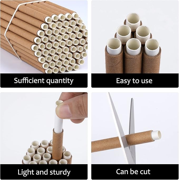 Elcoho 120 Sets of Outdoors Mason Bee Nesting Tube Refill Kit Includes 120 Pieces 6-Inch Replacement Tubes & 120 Pieces Refill Tubes, Bee Nest House Hotels Tubes Bee Paper Inserts Cardboard Nest Tubes