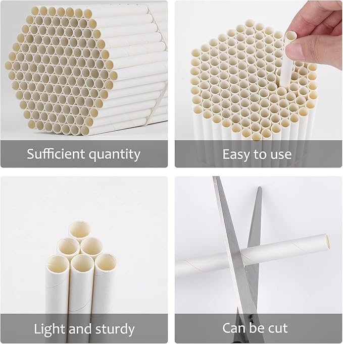 Elcoho 200 Pieces Bee Tube Refill Mason Bee Paper Inserts 6 Inches Bee Cardboard Tube Replacement Inserts Mason Bee Nesting Tubes Refills Inserts for Bee Houses and Supplies, Outdoor and Garden