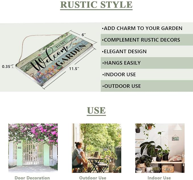 Garden Retro Vintage Wood Garden Signs Decorative Outdoor Flower Home Signs Wall Decor Lovely Motivational Quote Home Accessory Sign by 11.5"x6"