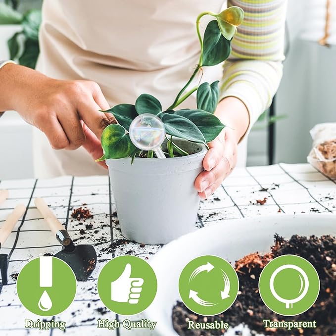 8 Pcs Plant Watering Globes,Glass Rainbow Gradient Plant Watering Globes,Self Watering Planter Insert,Automatic Plant Watering Devices for Indoor Outdoor,Flowerpot,Hanging Plants,Home Garden
