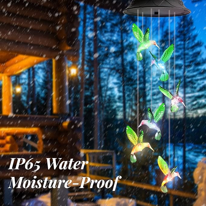 Birthday Gifts for Women Mom Grandma, Gardening Gifts for Women, Hummingbird Solar Wind Chimes for Outside, Wind Chimes Outdoor Waterproof, Solar Lights Outdoor Decorative for Garden Patio Yard