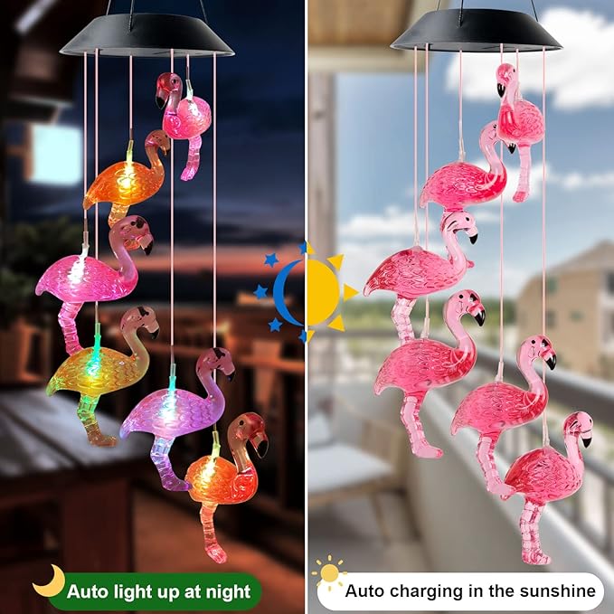 Flamingo Wind Chime, Bird windchimes, Solar Wind Chimes, Flamingo Decor, Wind-Chime Outdoor, Flamingogifts for Women, Gifts for Women, Mom Gifts, Gardengifts, Gardendecor, Yard Decor.