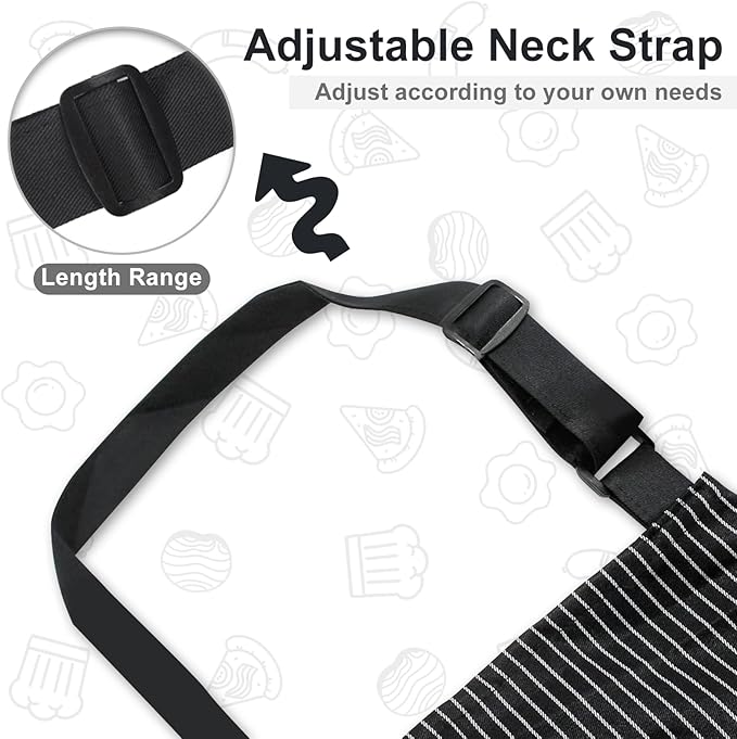 2 Pack Kitchen Aprons, Apron for Cooking with 2 Pockets, Unisex Adjustable Neck Strap Chef Aprons for Men Women