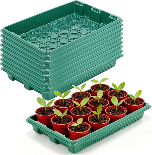 joyhalo 10 Packs Seed Starter Trays (No Drain Holes), 14.8"x9.6" Thicken Reusable Plant Grow Trays, Ideal for Seed Starting, Growing Microgreens, Indoor Gardening, 2.2" Deep