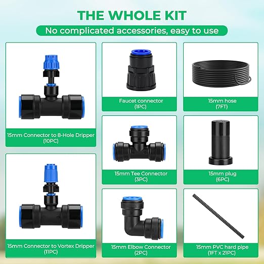 HIRALIY Raised Bed Drip Irrigation Kit Large, DIY Garden Grid Watering System, Garden Irrigation System, for Flower Bed up to 4 x 8FT