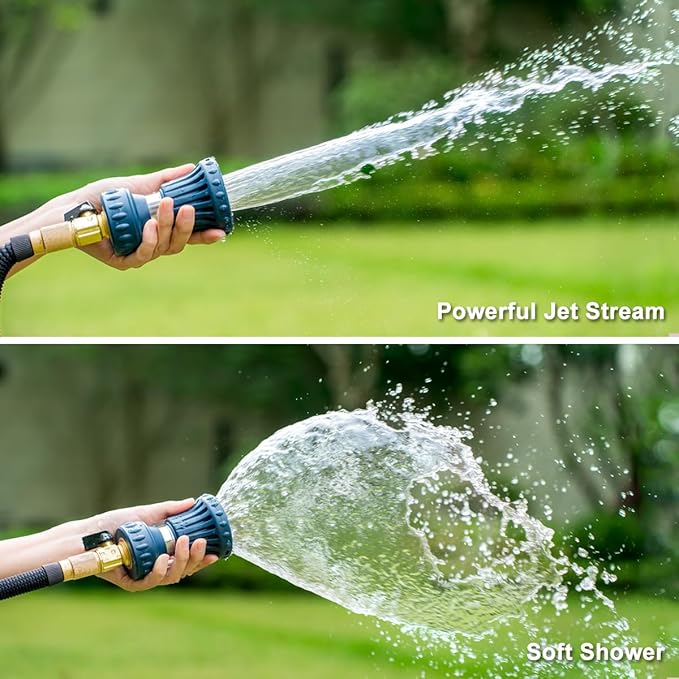 FANHAO Fireman Style Garden Hose Nozzle, Heavy Duty High Pressure Adjustable Sprayer, Leak-Proof Metal Fire Hose Sprayer Nozzle for for Car Washing, Patio Cleaning, Lawn & Pet Showering