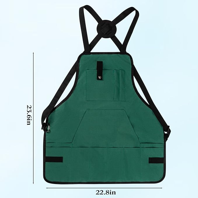 Gardening Apron, Garden Apron for Women with Pockets, Waterproof 600D Heavy Duty Cross Back Work Tool Aprons for Men Gardeners Painting