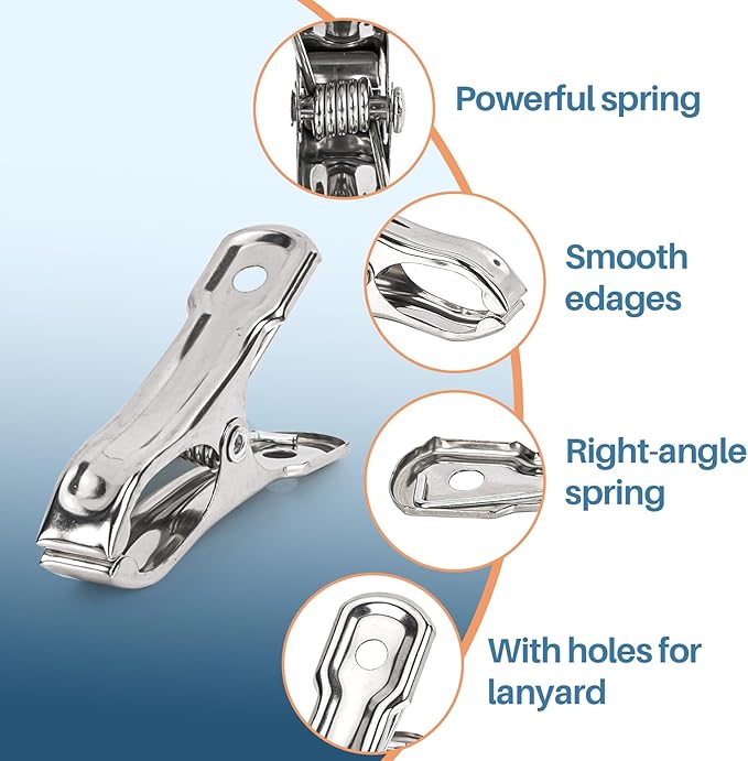 50 PCS Garden Clips - Stainless Steel Greenhouse Clamps,Grip Strong Heavy Duty Metal Greenhouse Supplies,Garden Clips for Netting, Hoops,Shade Cloth,